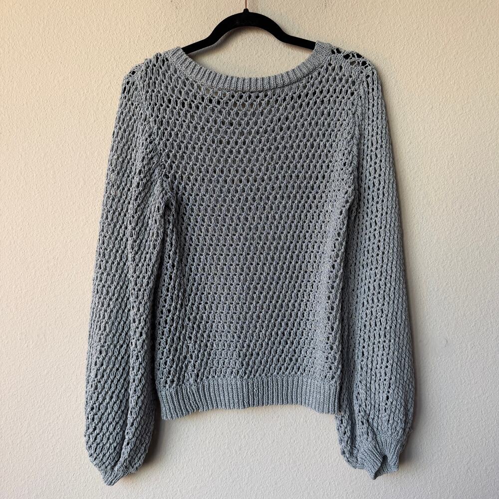 Theory Gray Open Knit Pullover Merletto Sweater Size M - Picture 3 of 6